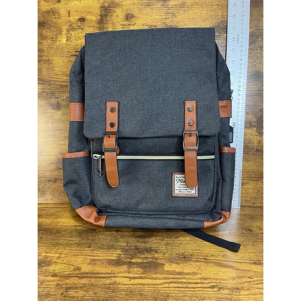 Mancio Vintage Laptop Backpack with USB Charging Port